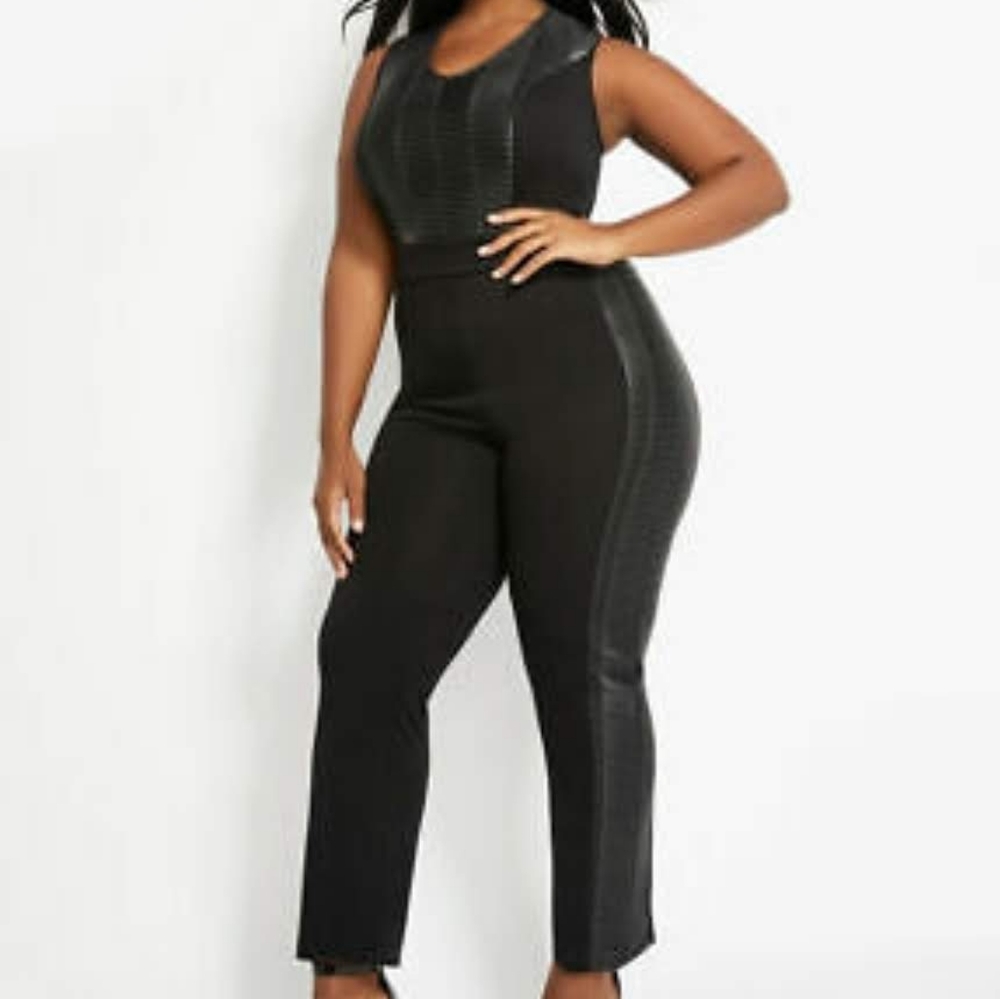 vegan leather stretch ponte Jumpsuit